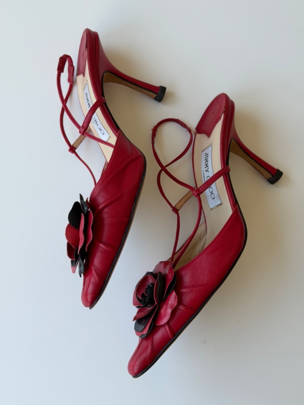 Vintage Jimmy Choo red leather slingback heels IT 39 - Picture 5 of 10